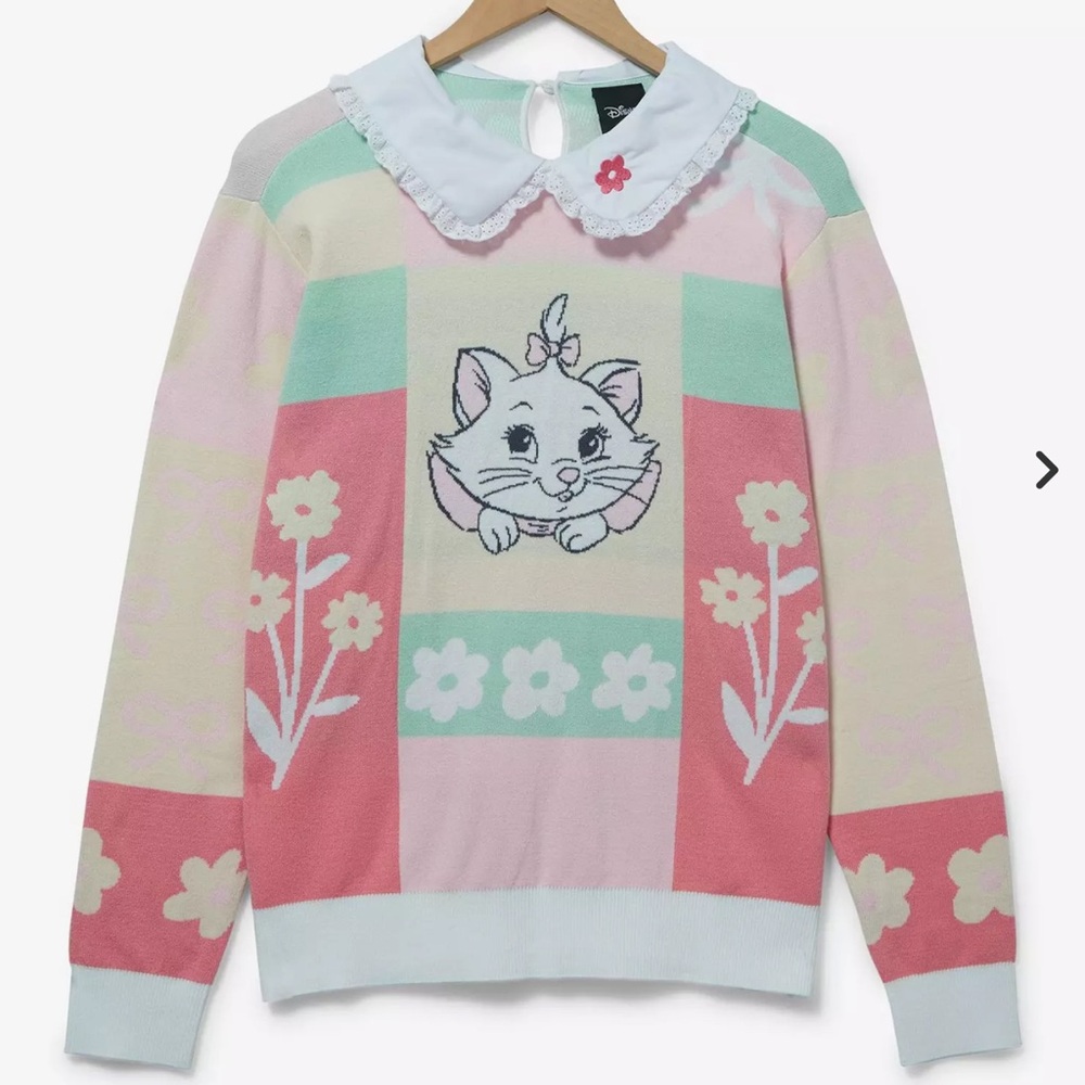 Disney The Aristocats Marie Floral Collared Women's Sweater - BoxLunch Exclusive - Picture 4 of 5